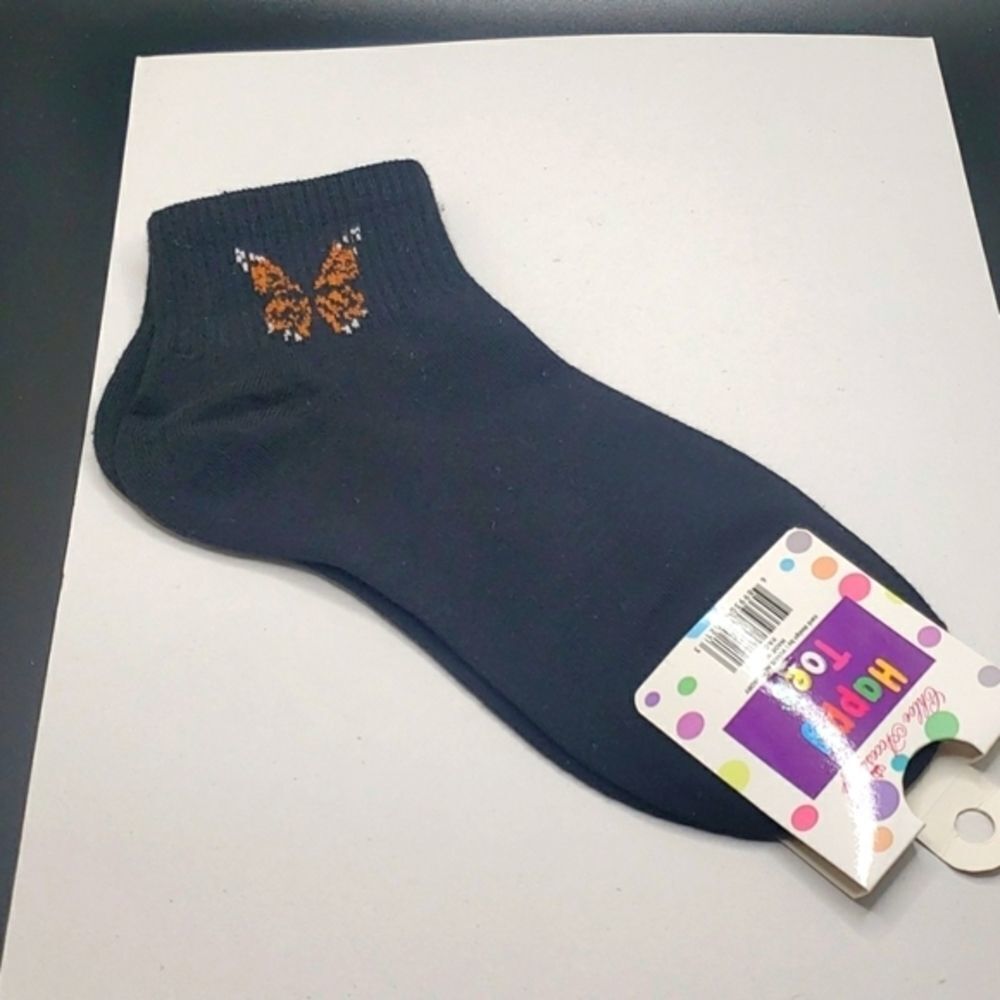 BLACK butterfly ankle socks